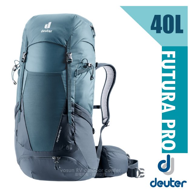 【Deuter】Futura Pro 40L 輕量網架式透氣背包(附原廠防水背包套) 透氣網架背負系統/3401321 霧藍