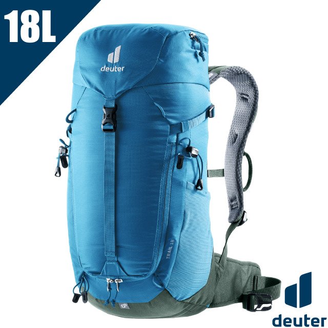 【Deuter】TRAIL 18L 輕量拔熱透氣登山背包(AIRCONTACT 3D立體背負系統.附防雨套)/3440123 藍
