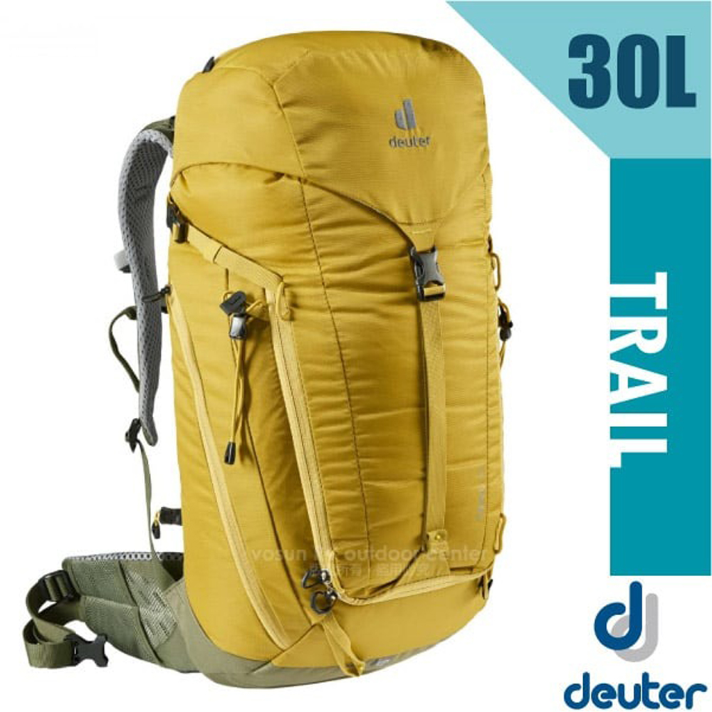 【Deuter】TRAIL 30L 輕量拔熱透氣健行登山背包(AIRCONTACT 附防雨套) 3440521 薑黃
