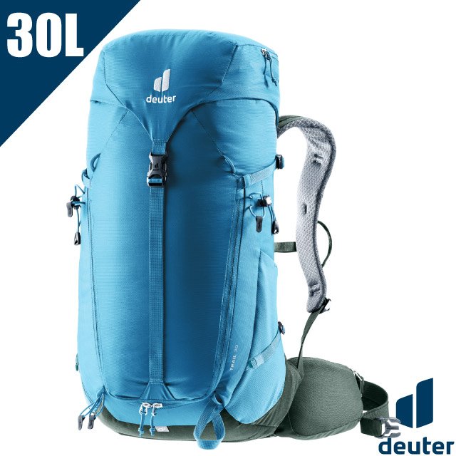 【Deuter】TRAIL 30L 輕量拔熱透氣健行登山背包(Airstripes 3D立體背負系統.附防雨套) 3440723 藍