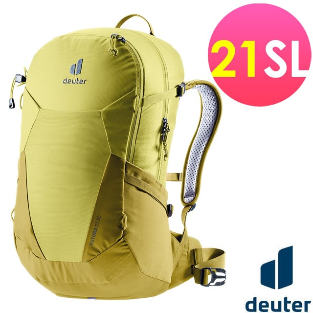 【Deuter】FUTURA 透氣網架揹包21SL(女性窄肩款)/休閒揹包.旅遊揹包.攻頂包/3400021 黃綠