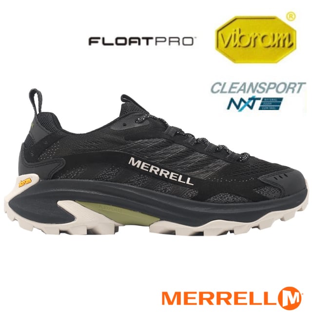【MERRELL】男 MOAB SPEED 2 多功能透氣登山健行鞋.休閒運動鞋/Vibram黃金大底/ML037525 黑色