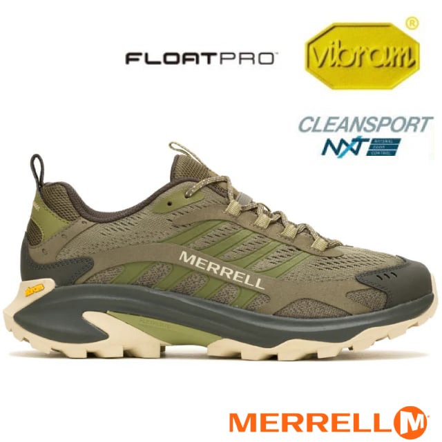 【MERRELL】男 MOAB SPEED 2 多功能透氣登山健行鞋.休閒運動鞋/Vibram黃金大底/ML037527 苔蘚綠