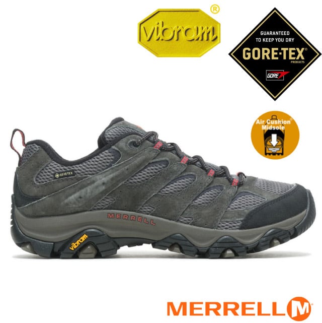 【MERRELL】男 MOAB 3 GORE-TEX 多功能防水透氣登山健行鞋-寬楦.登山鞋/ML036263W 深灰色