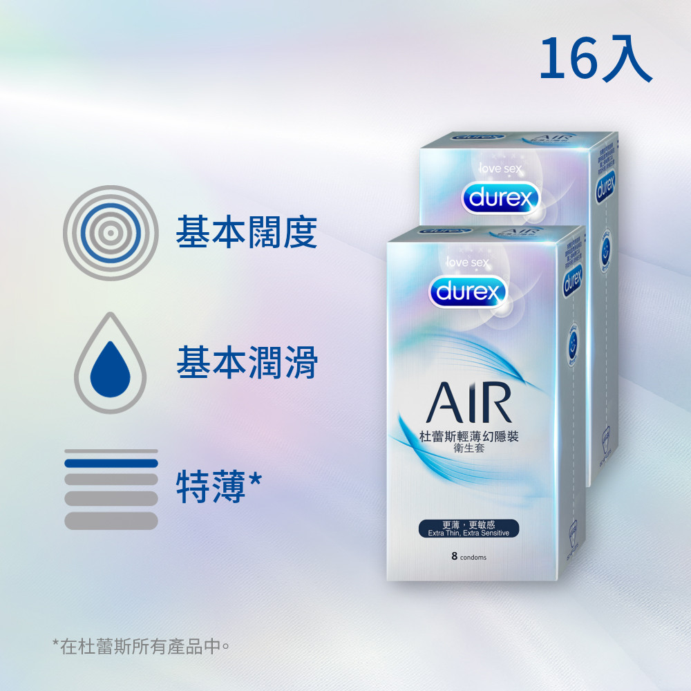 【Durex 杜蕾斯】AIR輕薄幻隱裝保 險套(8入)x2