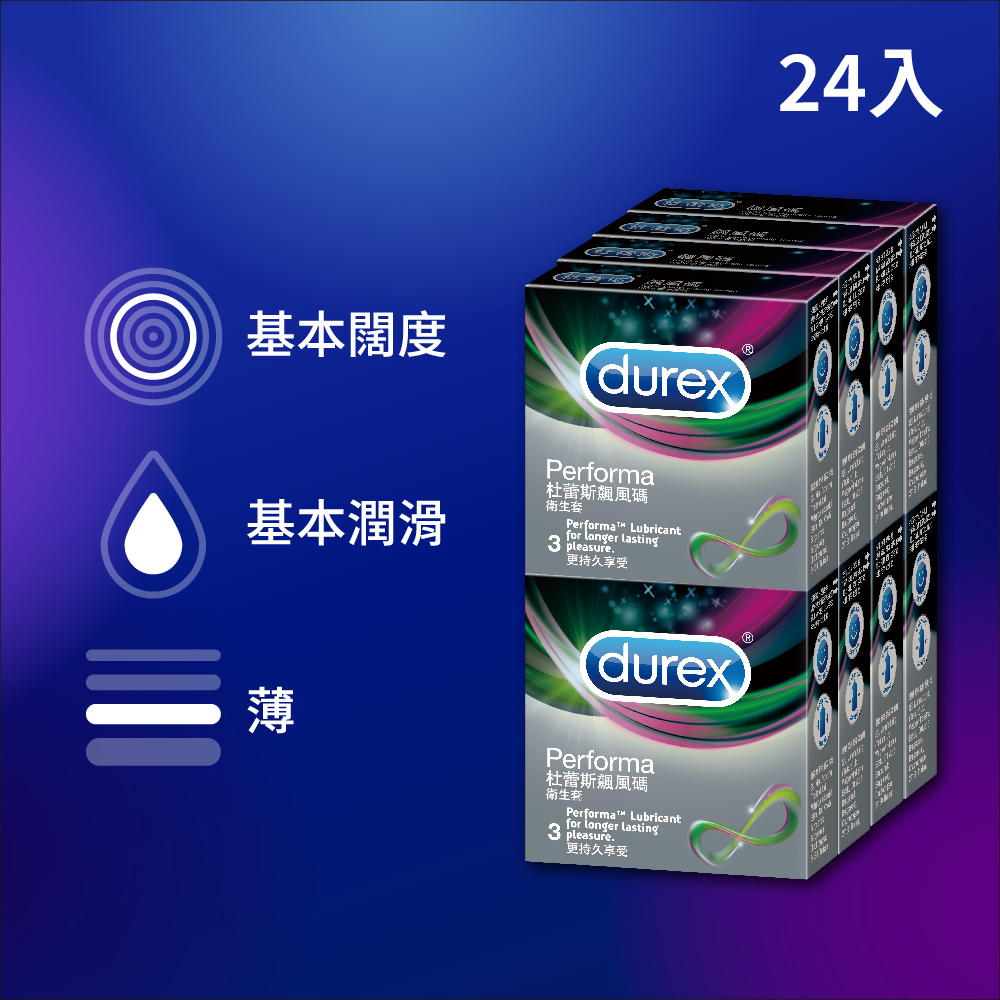 【Durex杜蕾斯】飆風碼衛生套3入x8盒(共24入)