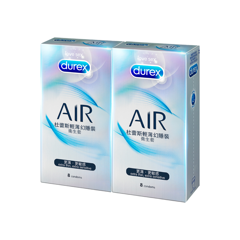 【Durex杜蕾斯】AIR輕薄幻隱裝衛生套8入x2盒(共16入)