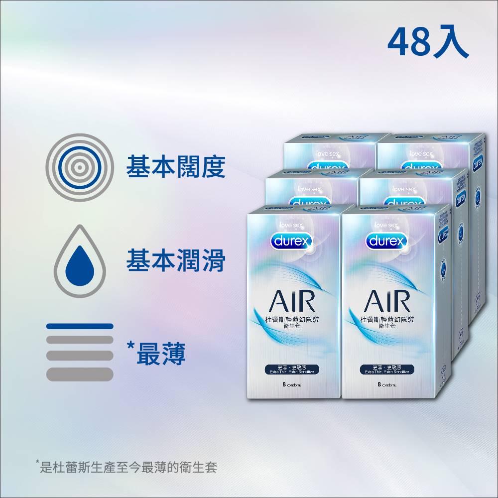 【Durex杜蕾斯】AIR輕薄幻隱裝衛生套8入x6盒(共48入)