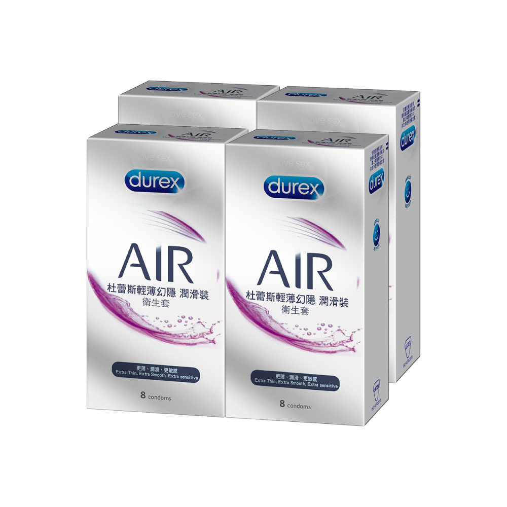 【Durex杜蕾斯】AIR輕薄幻隱潤滑裝衛生套8入x4盒(共32入)