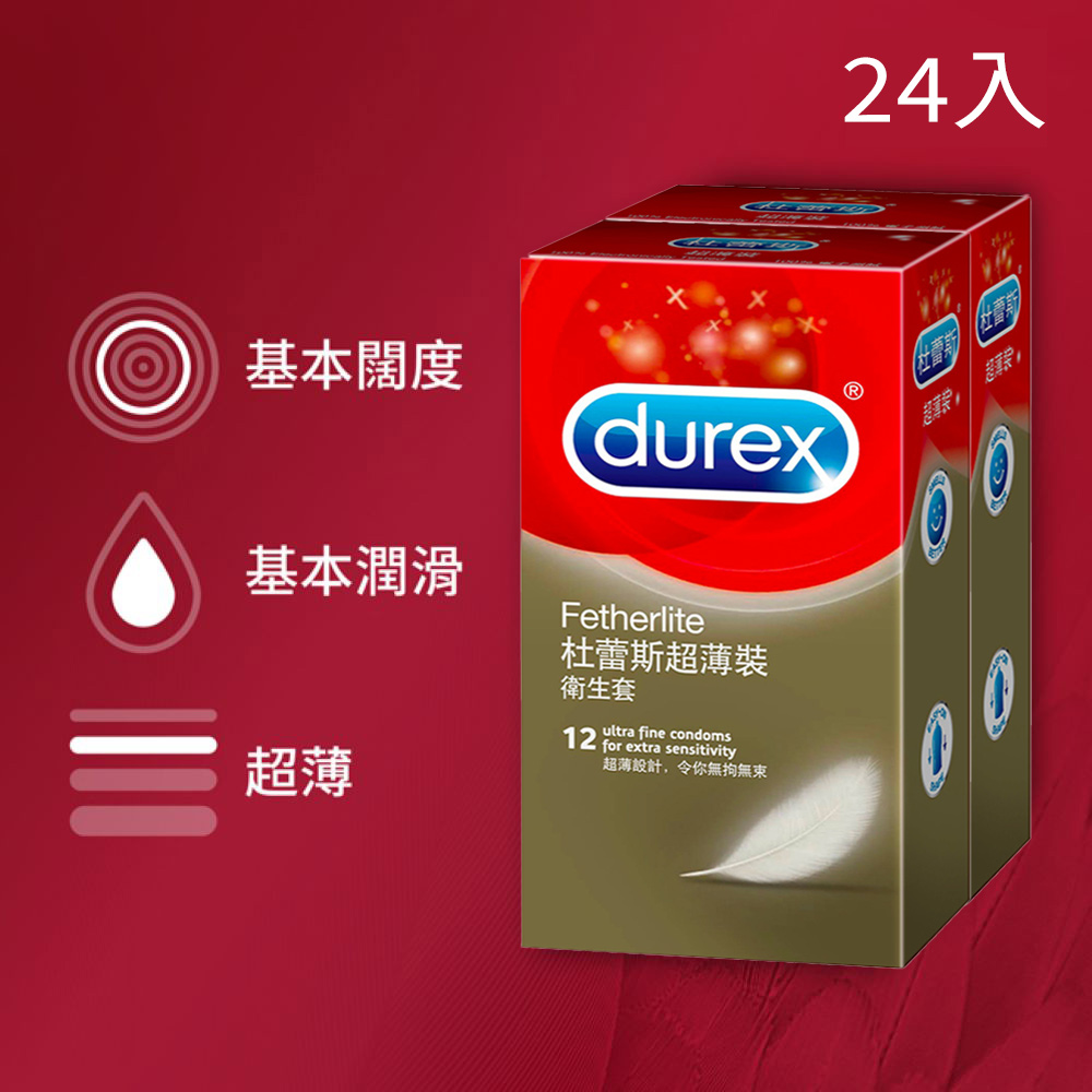 【Durex杜蕾斯】超薄裝衛生套12入x2盒(共24入)