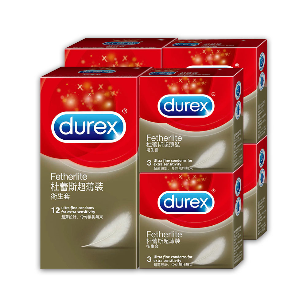 【Durex杜蕾斯】超薄裝衛生套12入*2盒 + 超薄裝衛生套3入*4盒