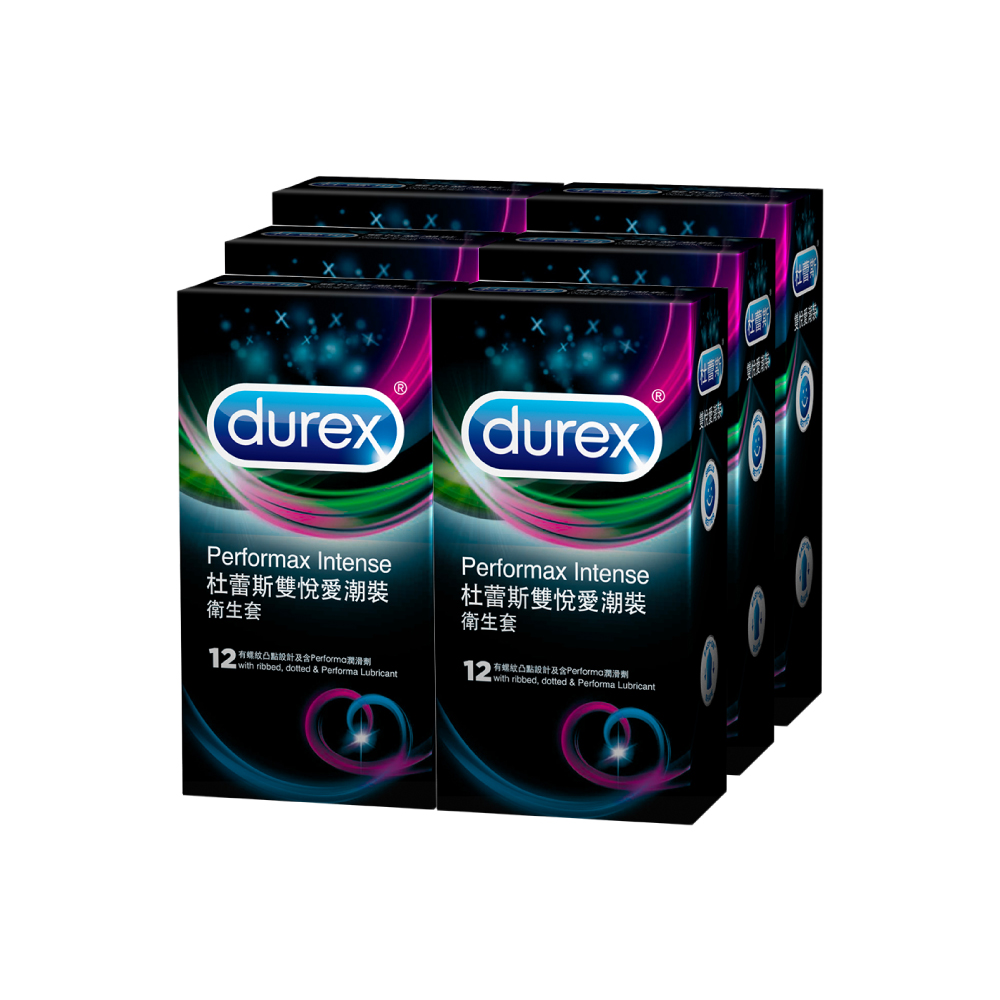 【Durex杜蕾斯】雙悅愛潮裝保險套(12入 結合凸點螺紋+飆風碼潤滑液)x6盒