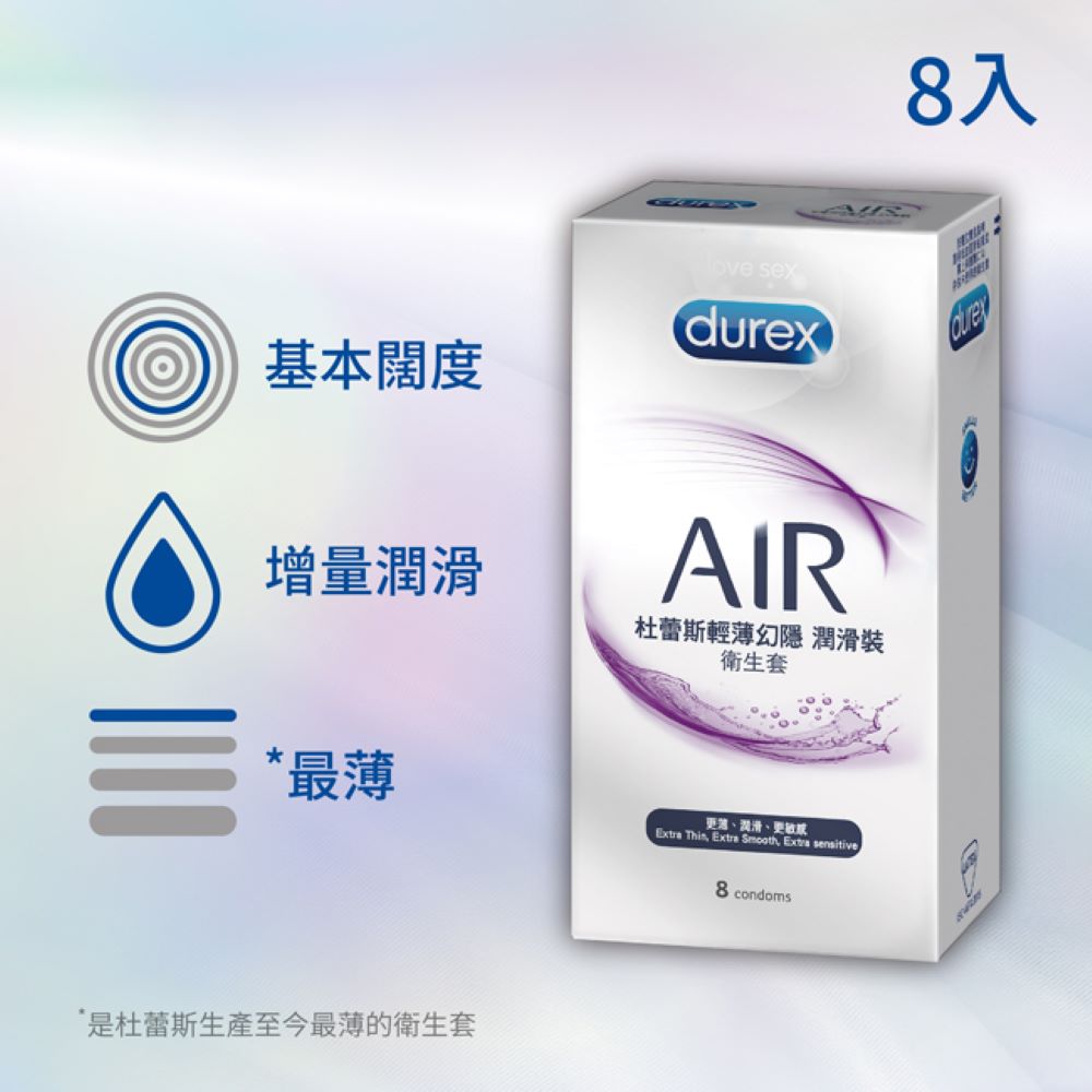 Durex杜蕾斯 AIR輕薄幻隱潤滑裝衛生套8入