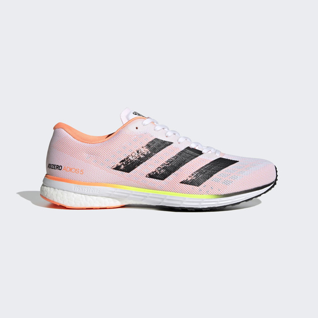 Adidas Adizero Adios 5 M [FY2020男鞋 慢跑鞋 運動 輕量 緩震 貼合 愛迪達 白 粉橘