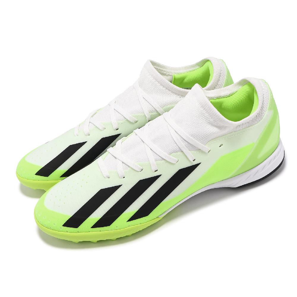 adidas 愛迪達 足球鞋 X Crazyfast.3 TF 男鞋 白 綠 針織 緩衝 抓地 人造草皮 運動鞋 ID9337