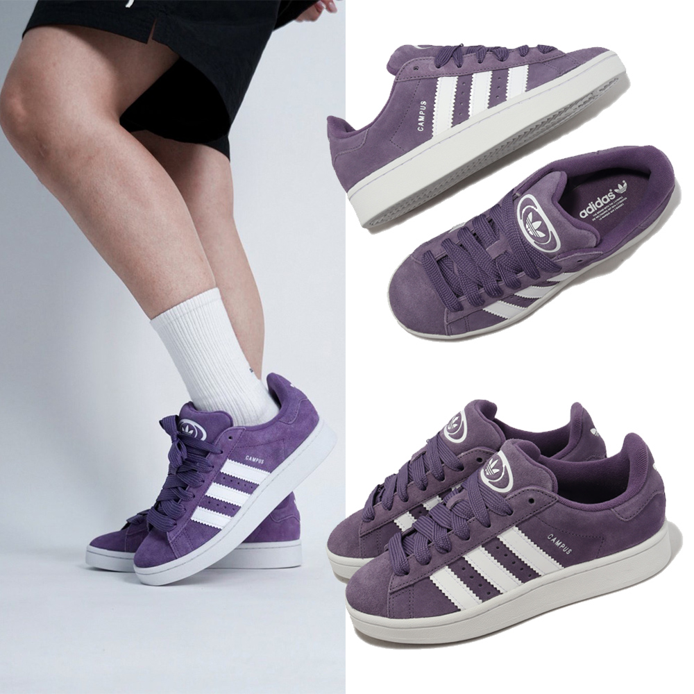 adidas 愛迪達 休閒鞋 Campus 00s W 女鞋 紫 白 復古 寬鞋帶 麂皮 Y2K 板鞋 ID7038