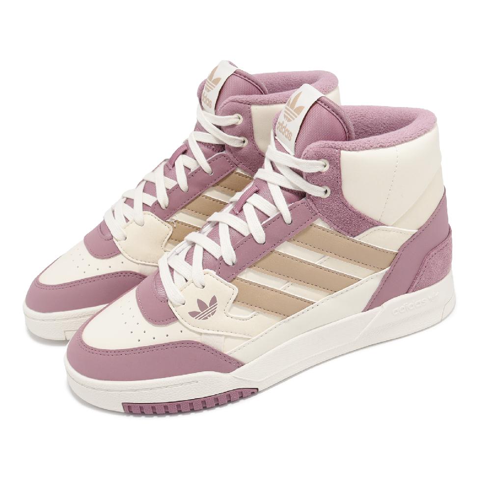 adidas 愛迪達 休閒鞋 Drop Step SE W 女鞋 米白 紫 皮革 高筒 經典 復古 運動鞋 三葉草 愛迪達 IF2697