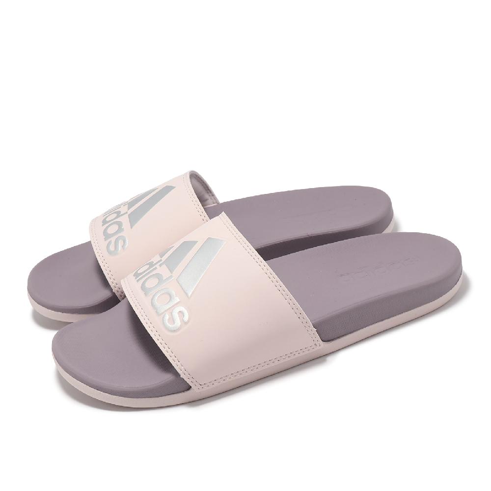 adidas 愛迪達 拖鞋 Adilette Comfort 女鞋 米白 紫 一體式 止滑 快乾 涼拖鞋 IG1273