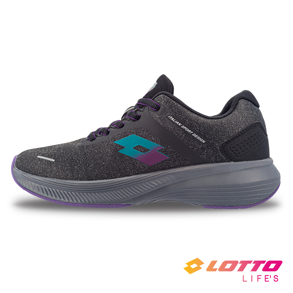 【LOTTO 義大利】女 輕步 防潑水輕量跑鞋 (黑紫)