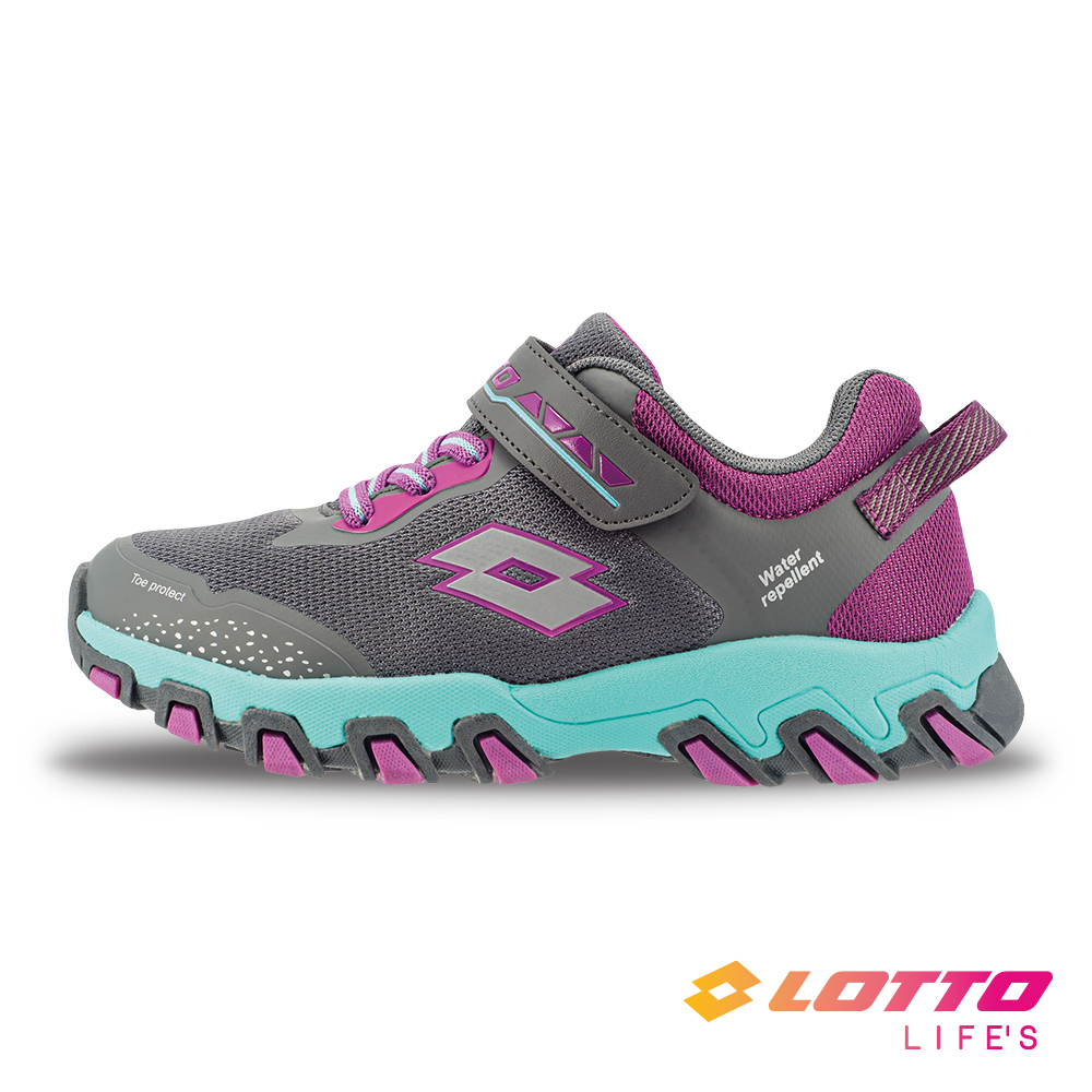 【LOTTO 義大利】童鞋 冒險王 2.0 防潑水越野跑鞋(灰/紫)