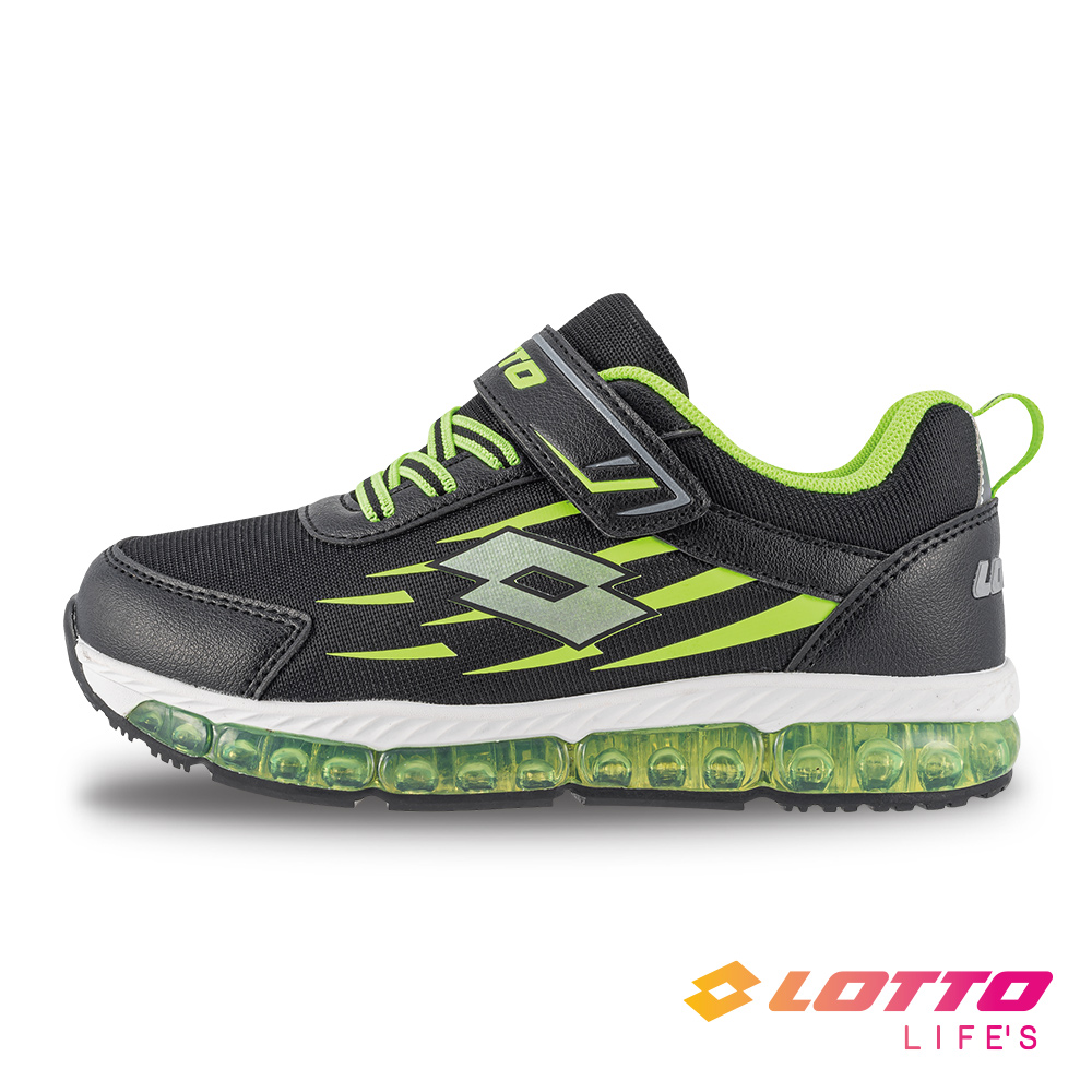 【LOTTO 義大利】童鞋 G MAX 3.0 奔速者 彈力跑鞋 (黑/綠)