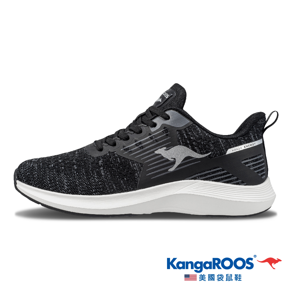 【KangaROOS 美國袋鼠鞋】男 RUN SPEED 透氣吸濕 輕量緩震 慢跑鞋(黑/白-KM21410)
