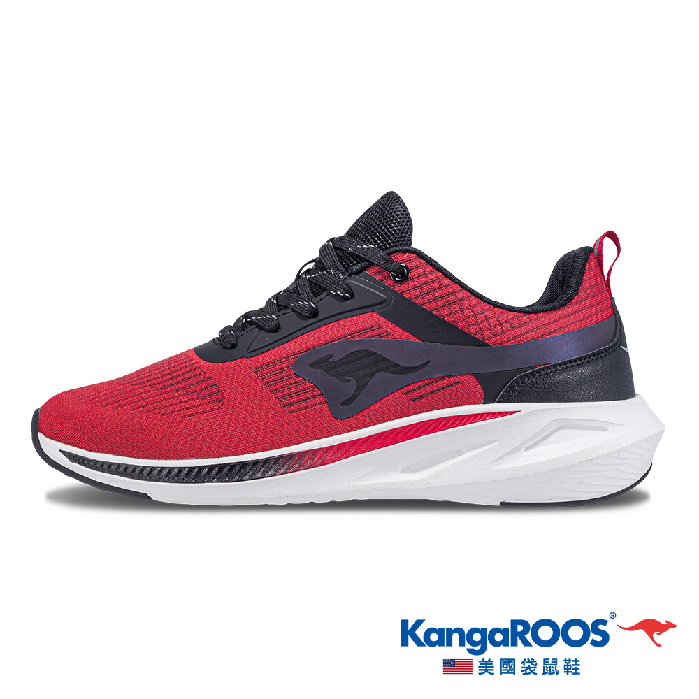 【KangaROOS 美國袋鼠鞋】男鞋 RUN BREEZY 超輕量跑鞋 輕質透氣 貼合腳型 (紅-KM41102)