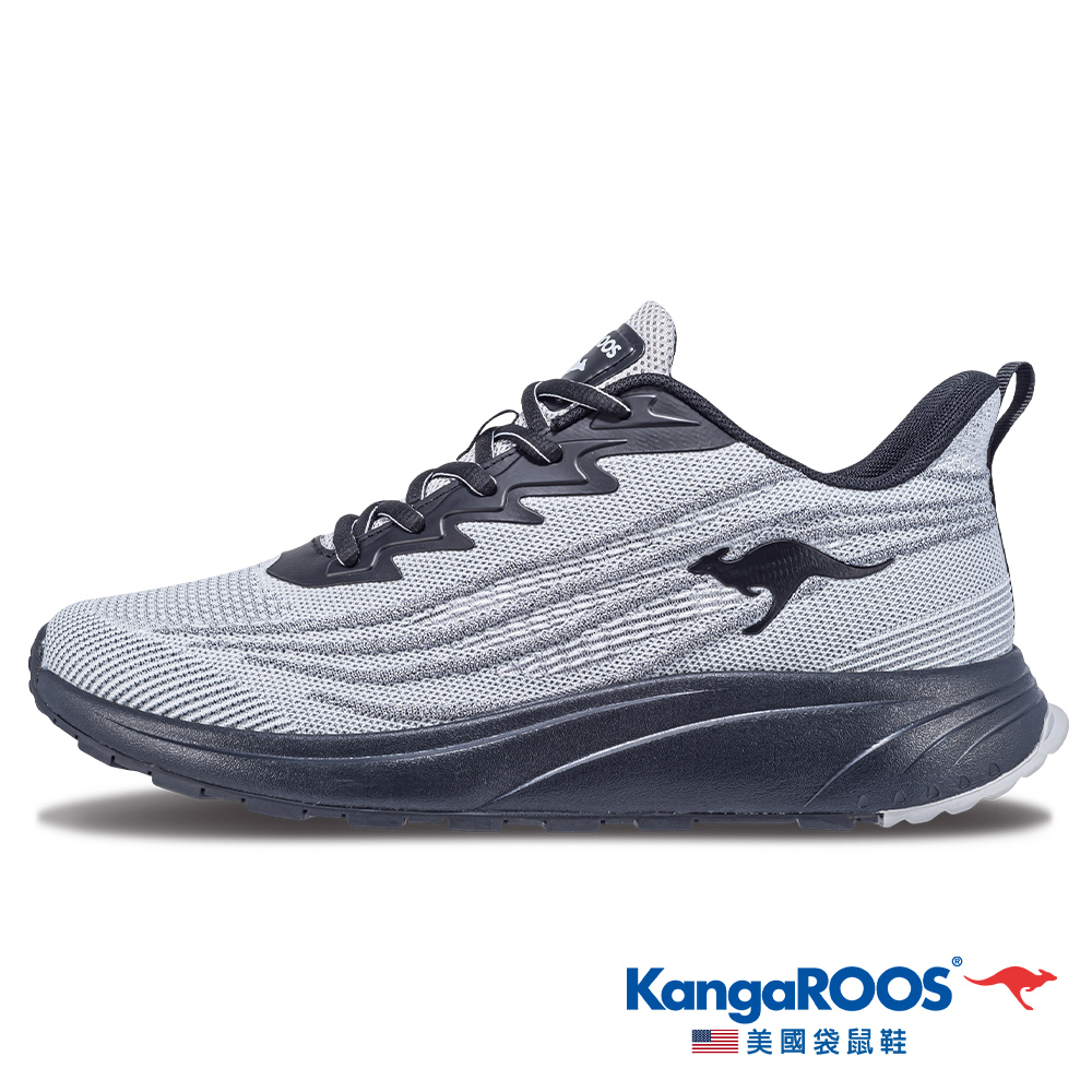 【KangaROOS 美國袋鼠鞋】男鞋 RUN SPEED 2 透氣吸濕 涼爽散熱 輕量緩震 (灰-KM41538)