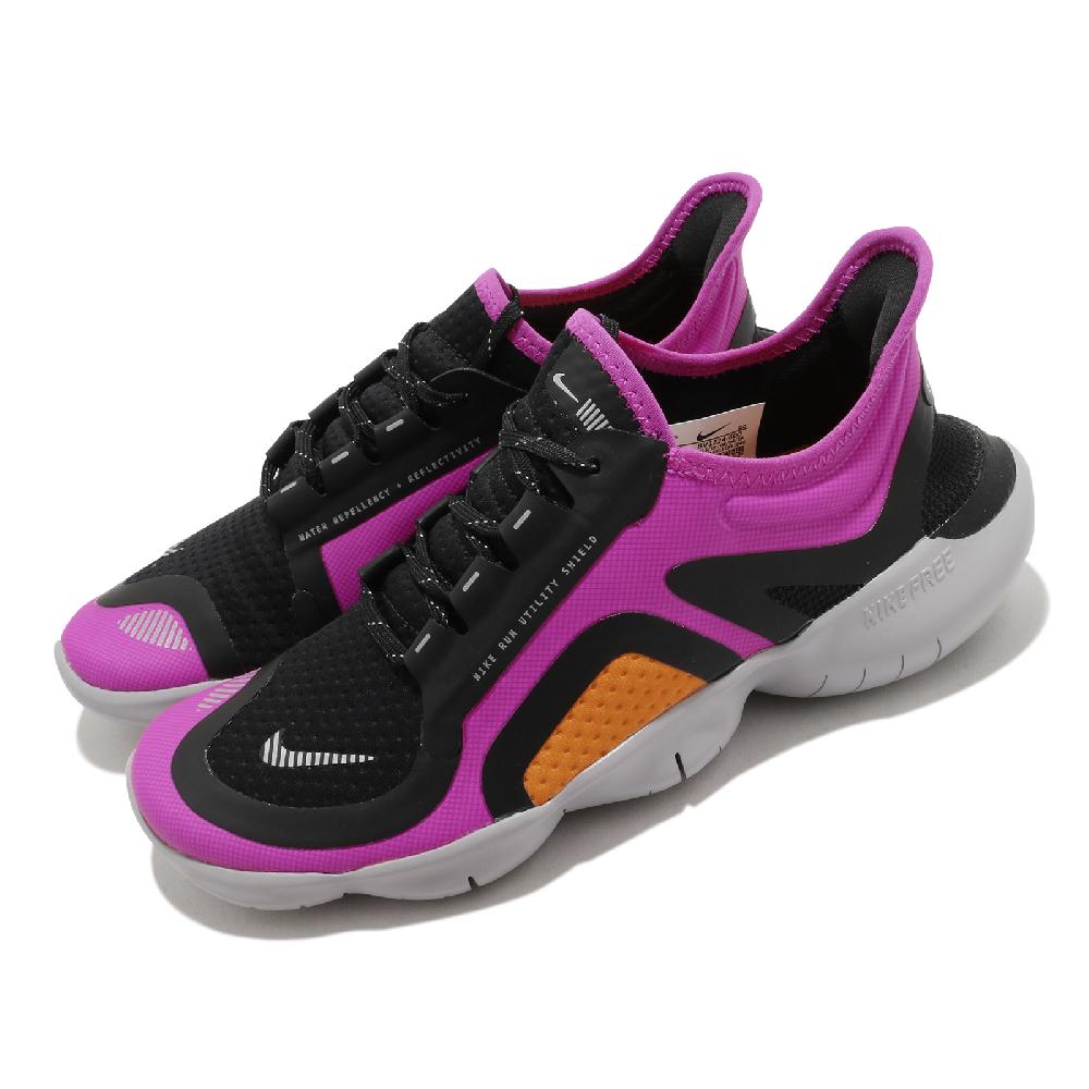 Nike 耐吉 慢跑鞋 Free RN 5.0 Shield 女鞋 黑 紫 輕量 赤足 防潑水 運動鞋 BV1224-600