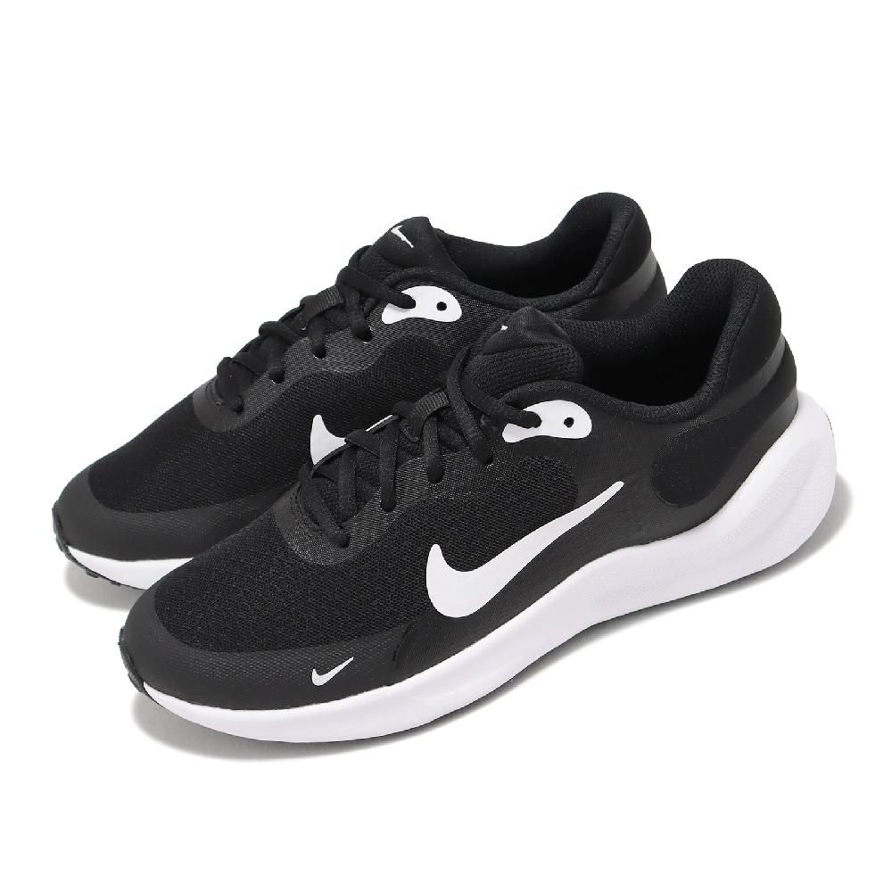 Nike 耐吉 慢跑鞋 Revolution 7 GS 大童 女鞋 黑 白 輕量 緩衝 耐磨 健走 運動鞋 FB7689-003