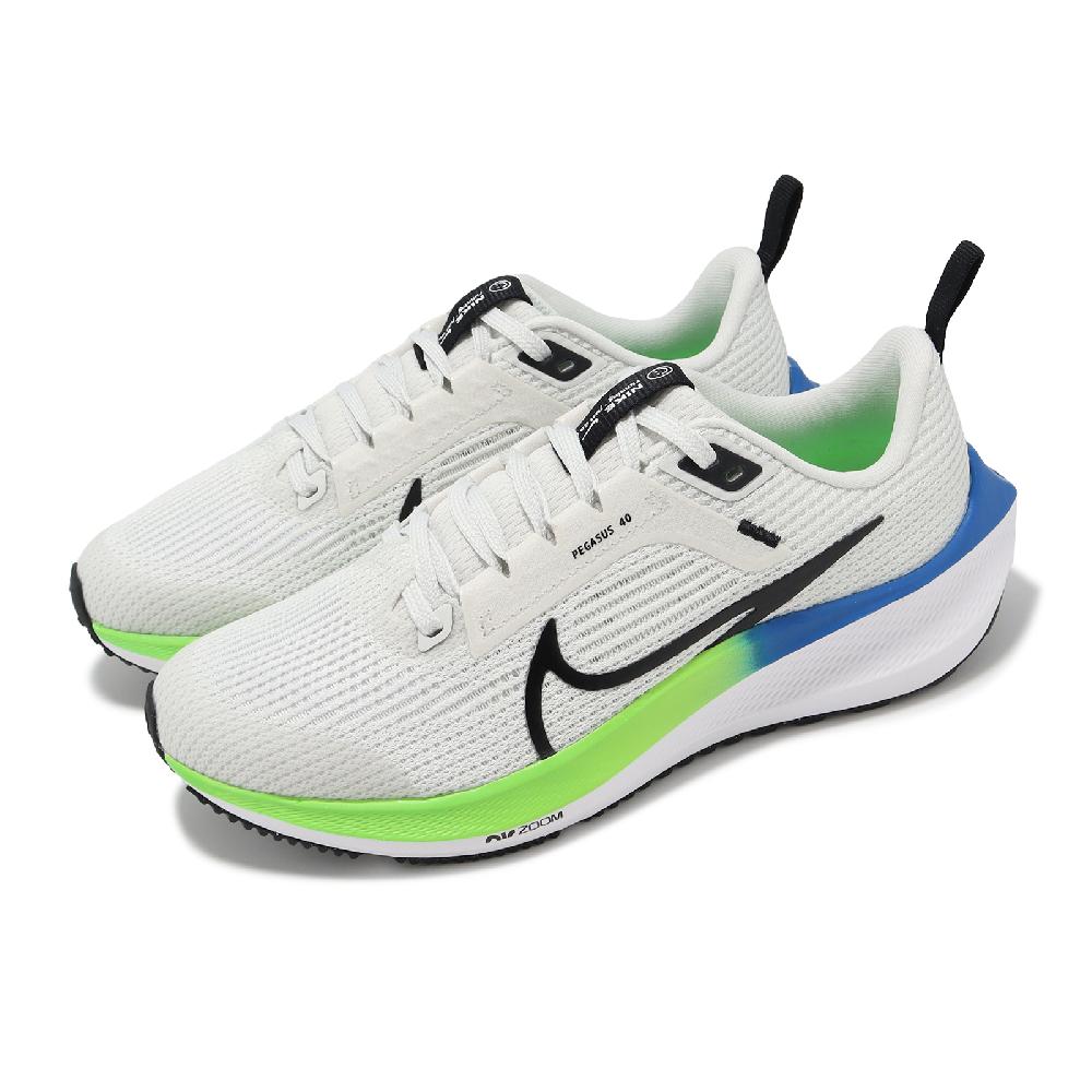 Nike 耐吉 慢跑鞋 Air Zoom Pegasus 40 GS 大童 女鞋 白 綠 氣墊 回彈 路跑 運動鞋 DX2498-006