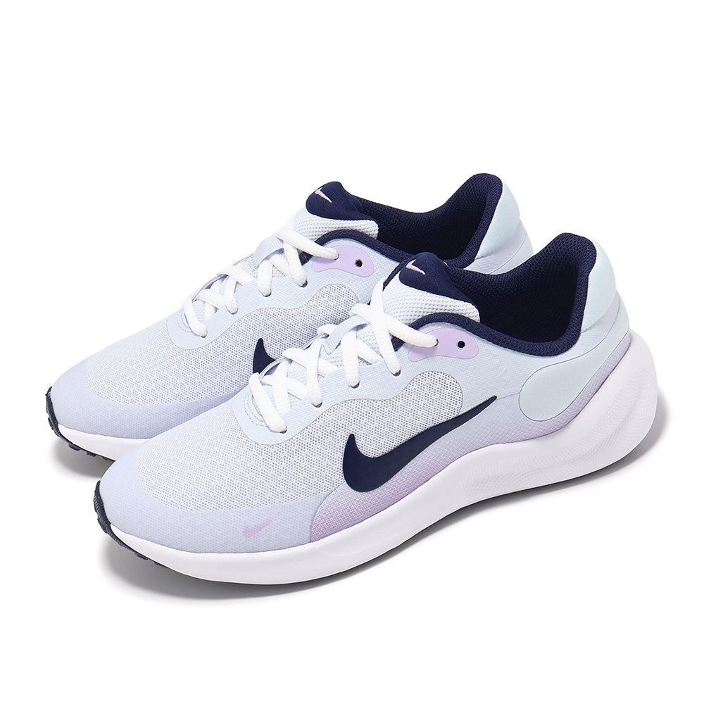 Nike 耐吉 慢跑鞋 Revolution 7 GS 大童 女鞋 灰 紫 透氣 緩震 輕量 運動鞋 FB7689-004