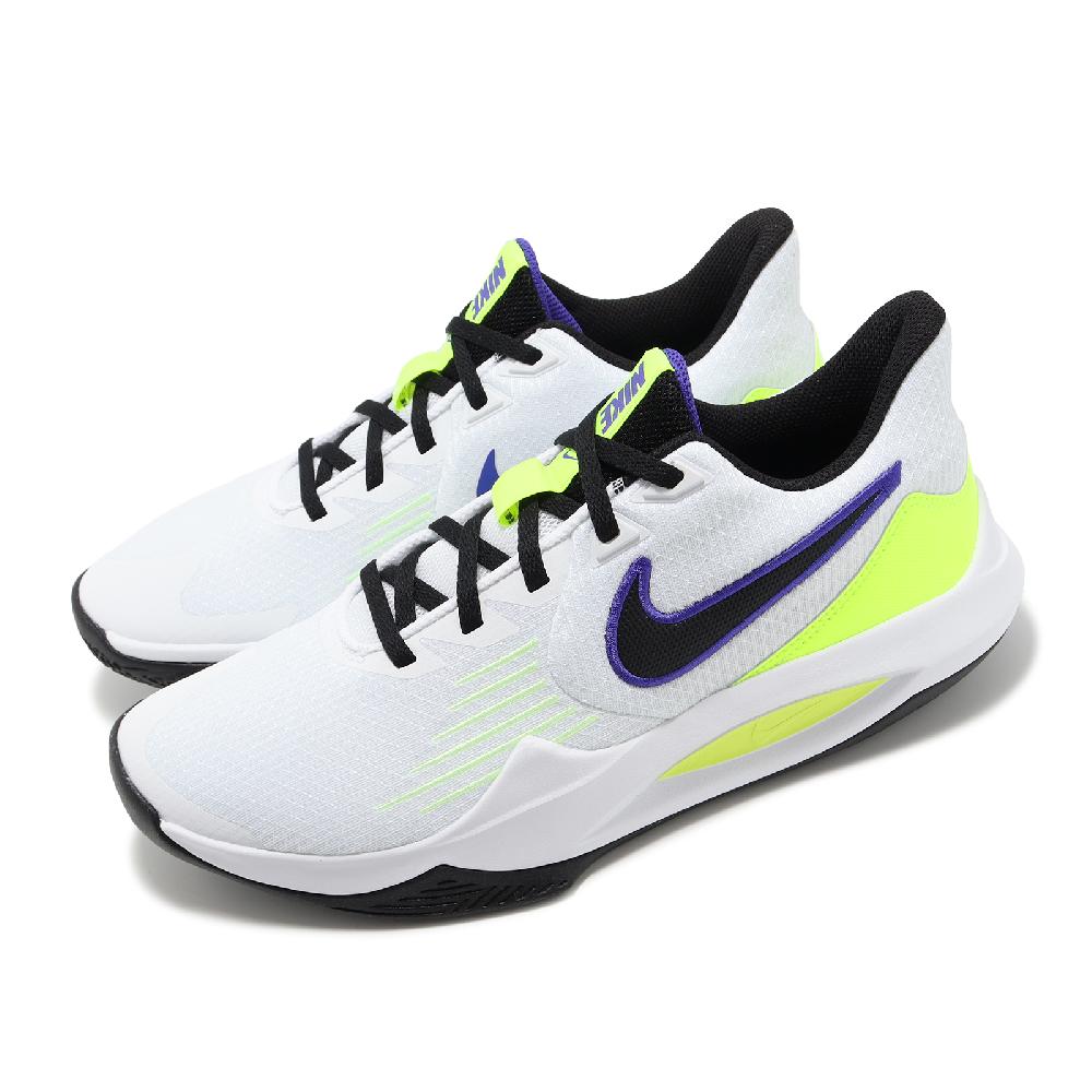 Nike 耐吉 籃球鞋 Precision V 男鞋 白 藍 螢光黃 黑 緩震 低筒 運動鞋 CW3403-100