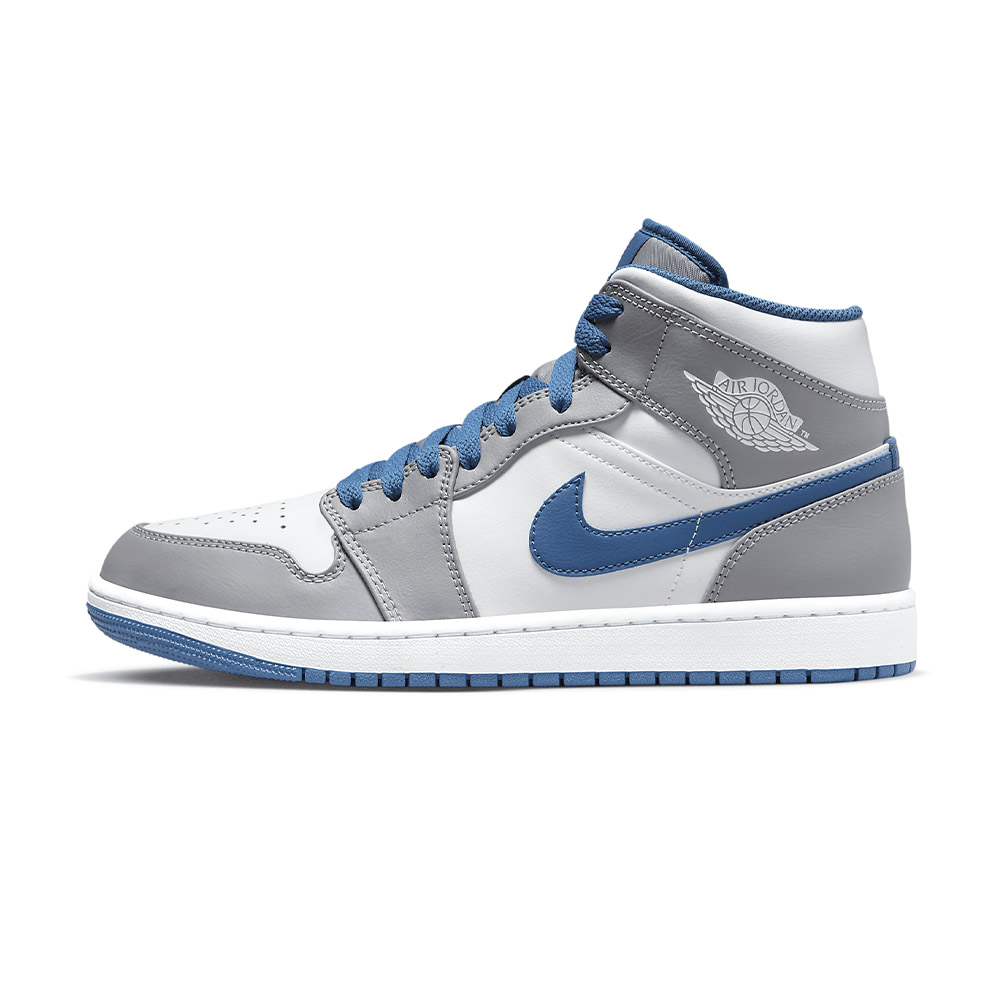 Nike Jordan 1 Mid True Blue 男 藍灰白 喬丹 經典 穿搭 休閒鞋 DQ8426-014