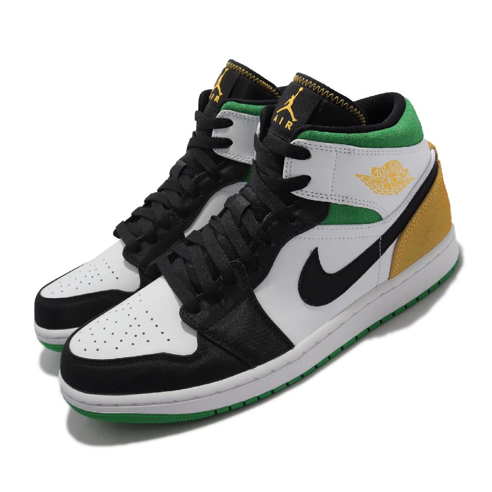 Nike 耐吉 Air Jordan 1 Mid Oakland 黑 綠 黃 男鞋 喬丹 AJ1 852542-101