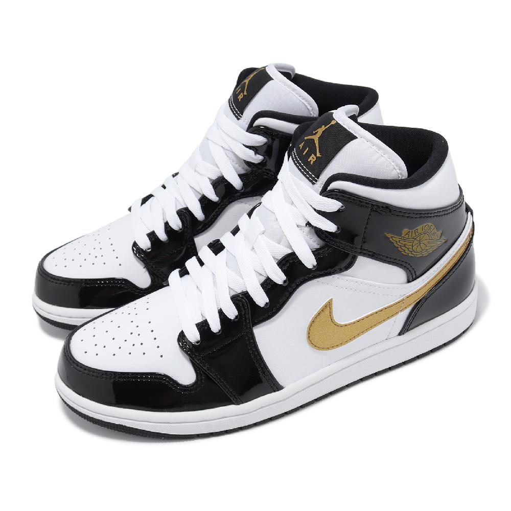 Nike 耐吉 休閒鞋 Air Jordan 1 Mid SE 男鞋 黑 金 AJ1 喬丹 一代 漆皮 852542-007