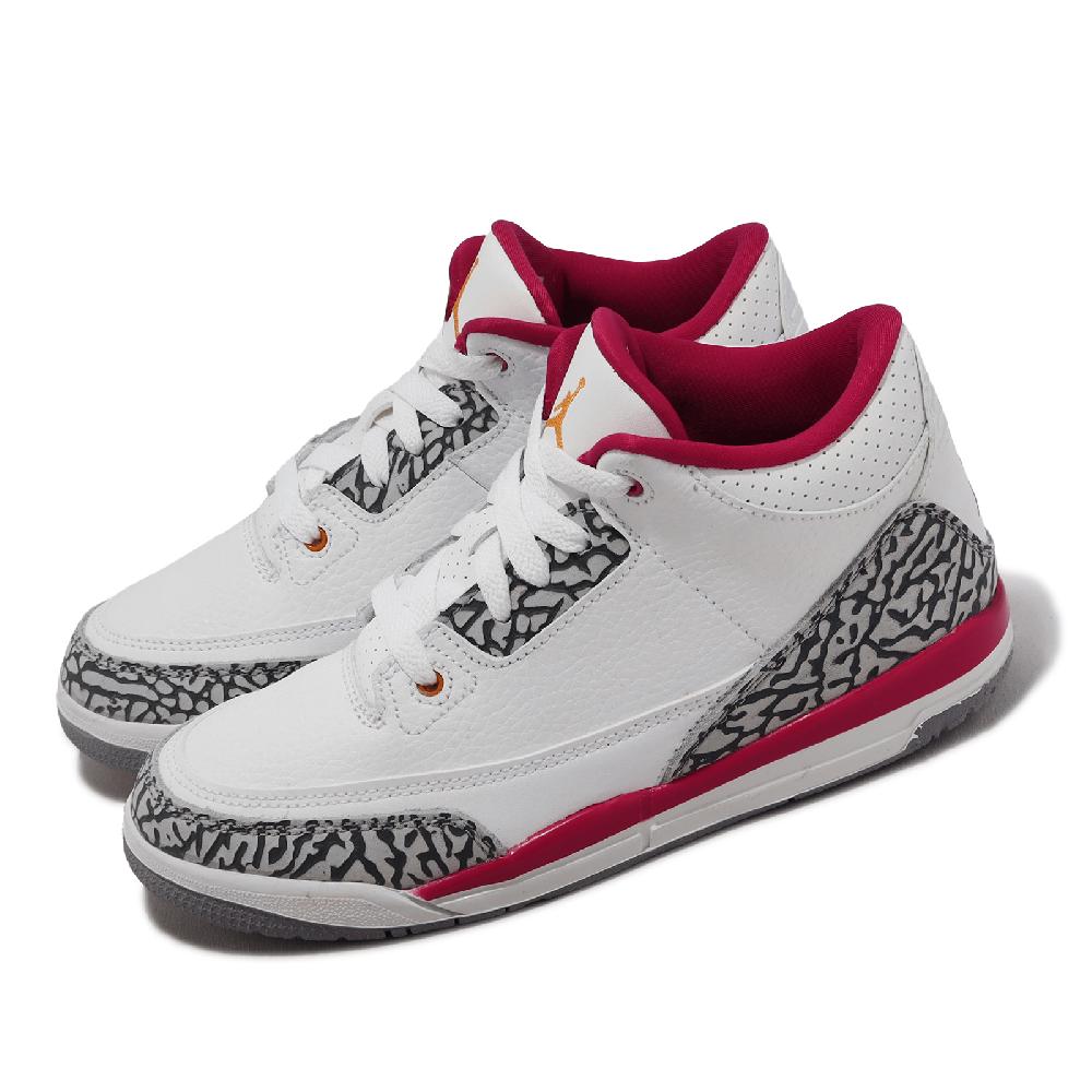 Nike 耐吉 童鞋 Air Jordan 3 Retro PS 中童 小朋友 3代 親子鞋 喬丹 白 紅 爆裂紋 429487-126
