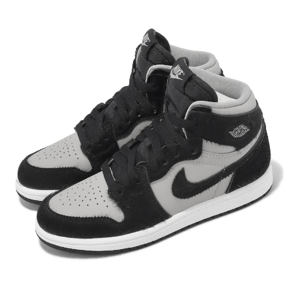 Nike 耐吉 童鞋 Jordan 1 Retro High OG PS 中童 黑 灰 Twist 2.0 絨毛 FB1312-001