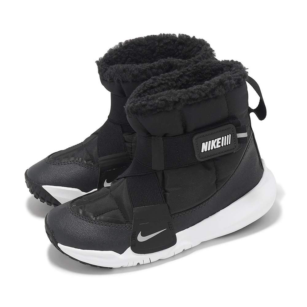 Nike 耐吉 休閒鞋 Flex Advance Boot PS 中童 黑 白 小朋友 羊羔毛 魔鬼氈 保暖 靴子 DD0304-005
