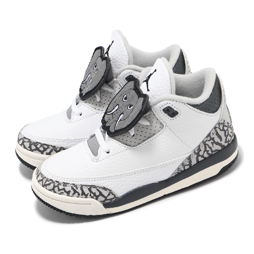 Nike 耐吉 童鞋 Air Jordan 3 Retro TD 小童 白 黑 爆裂紋 3代 親子鞋 大象 FB4415-100