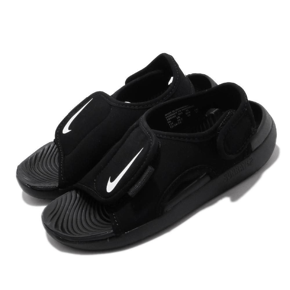 Nike 涼拖鞋 Sunray Adjust 5 套腳 童鞋 輕便 夏日 魔鬼氈 舒適 快速排水 中童 黑 白 DB9562-001