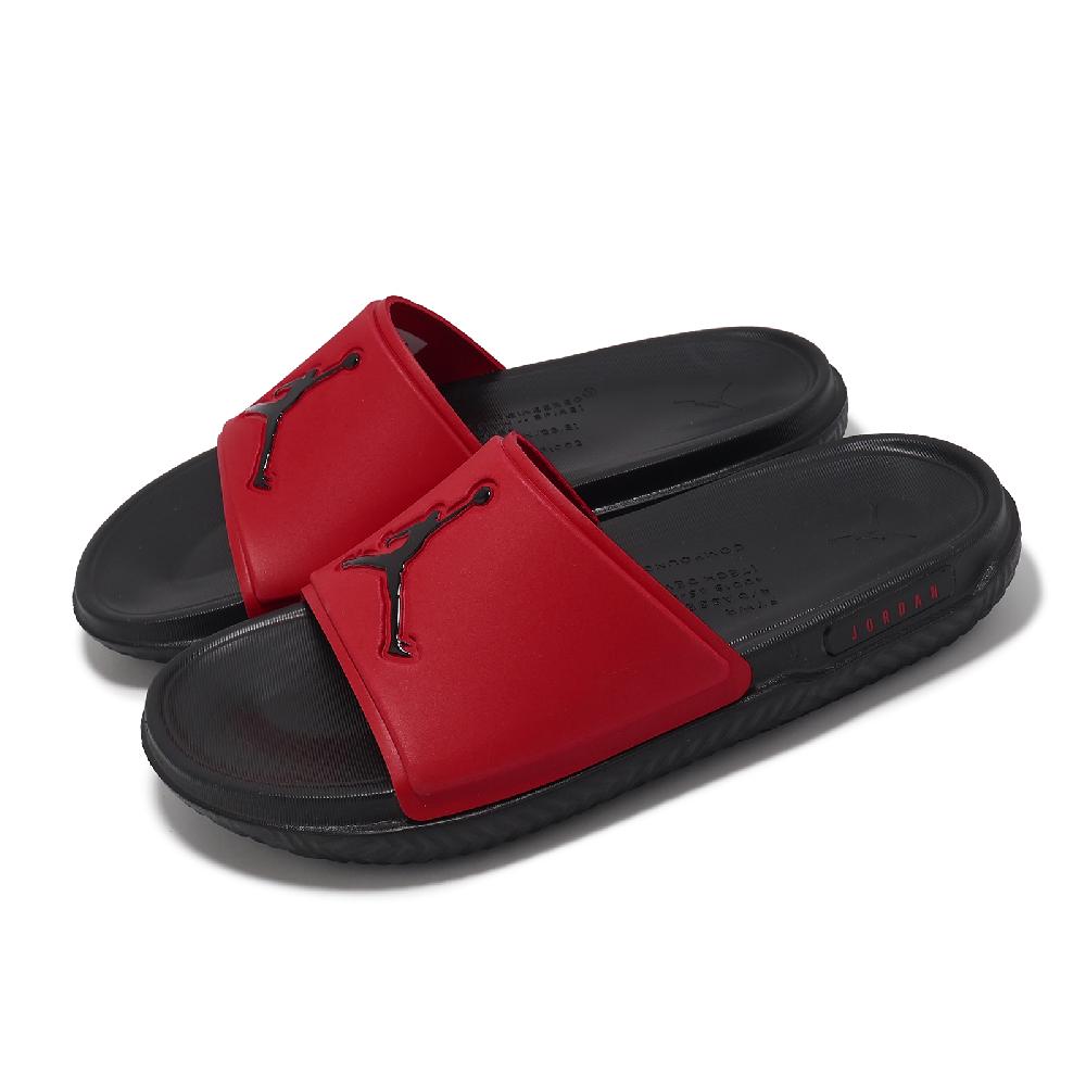 Nike 耐吉 拖鞋 Jordan Jumpman GS 大童 女鞋 黑 紅 喬丹 涼拖鞋 FQ1597-600