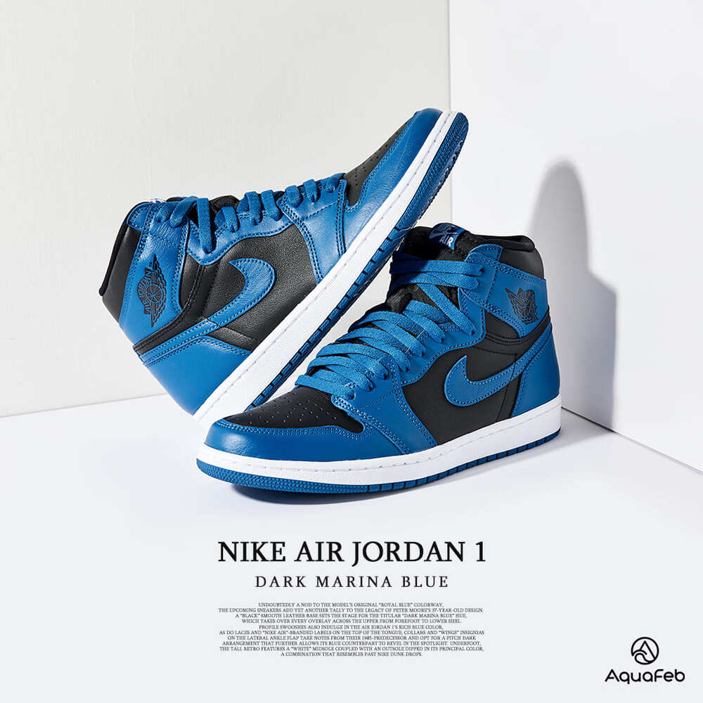 Nike Jordan 1 OG Dark Marina Blue 男鞋 黑色 藍色 AJ1 經典 高筒 休閒鞋 555088-404