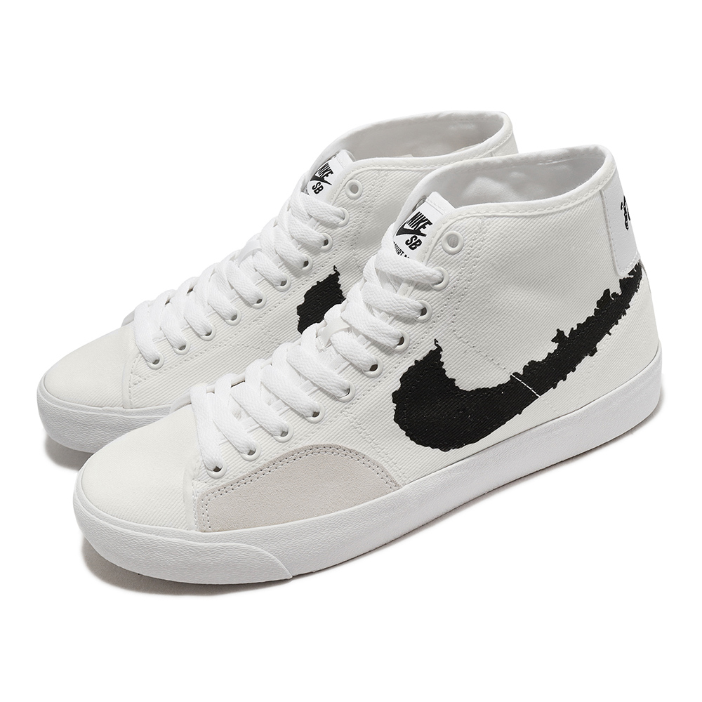 Nike 滑板鞋 SB Blazer Court Mid PRM 男鞋 白 高筒 麂皮 帆布 休閒鞋 DM8553-100