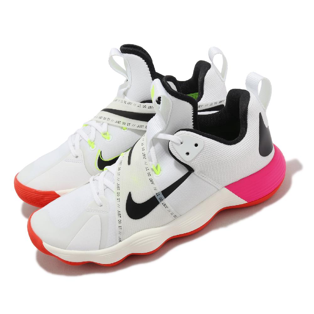 Nike 耐吉 排球鞋 React Hyperset SE 男鞋 白 粉紅 魔鬼氈 緩震 室內運動鞋 奧運配色 DJ4473-121