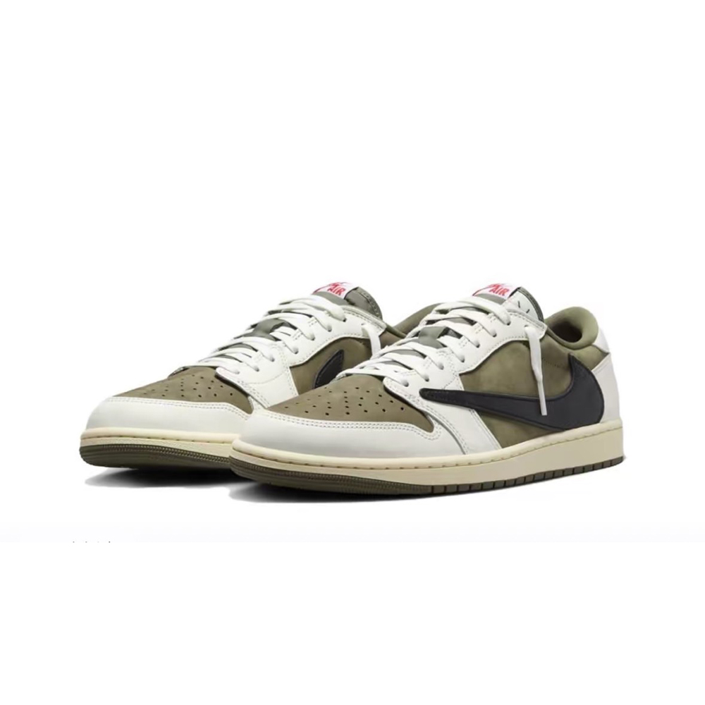 Travis Scott x Air Jordan 1 Low OG Medium Olive 橄欖綠 聯名 倒勾 休閒鞋DM7866-200