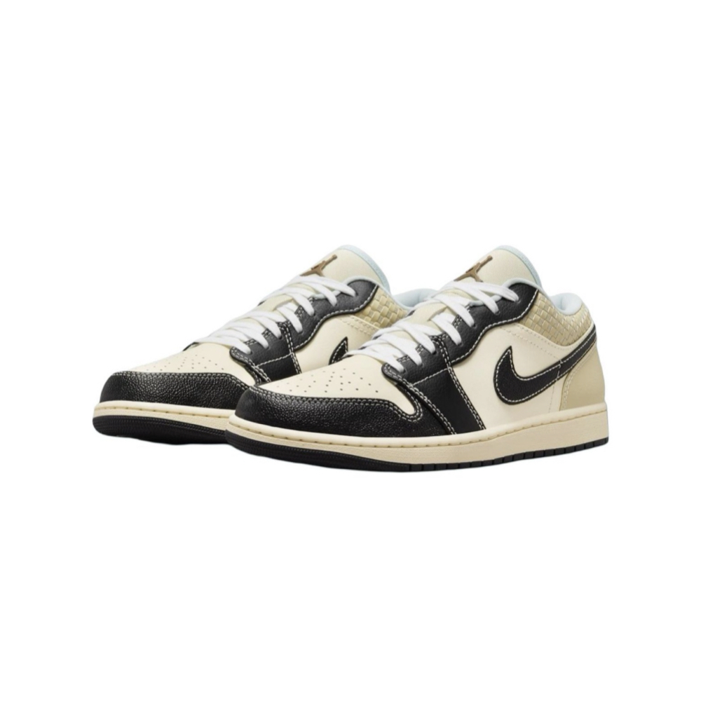 Air Jordan 1 Low Sanddrift 椰奶編織 黑皮革 奢華 復古 休閒鞋 男鞋 HQ3437-101