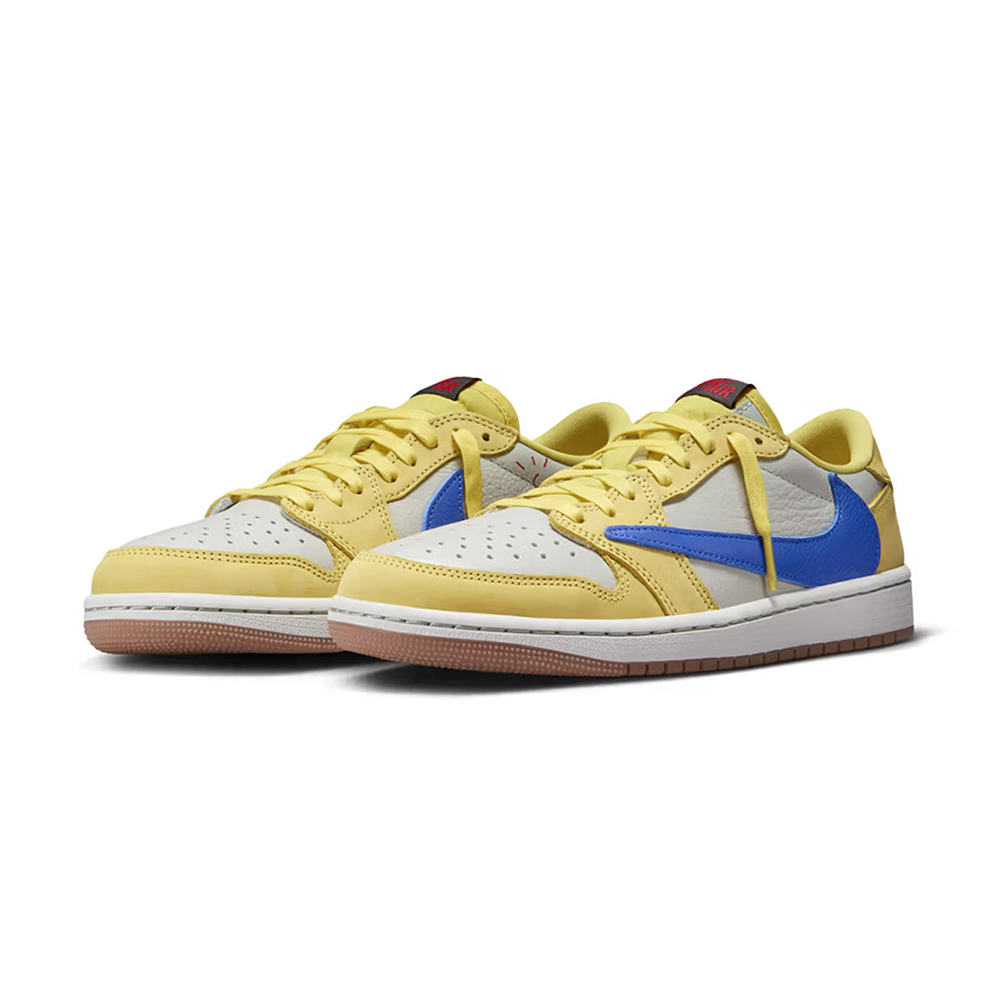 Travis Scott x W Air Jordan 1 Low OG Canary 藍黃倒鉤 女碼 休閒鞋 聯名款 DZ4137-700