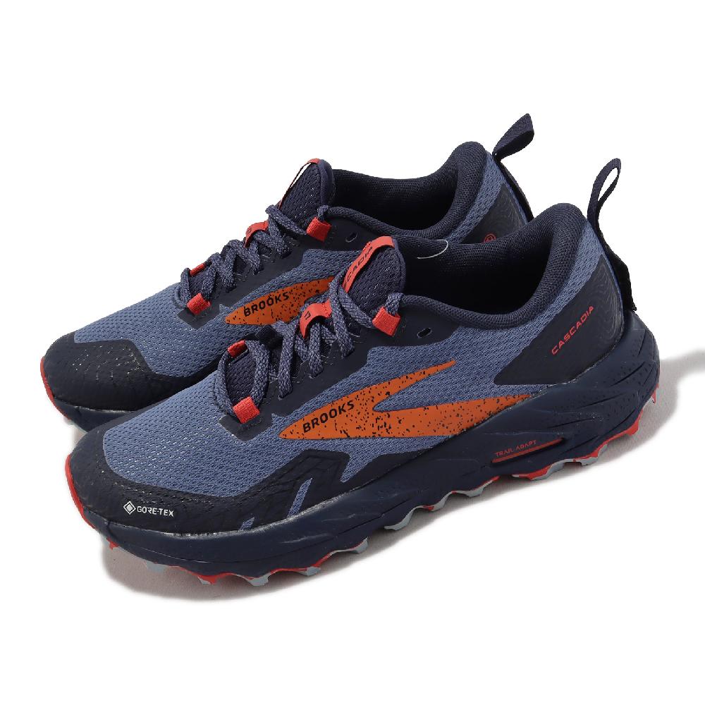Brooks 布魯克斯 越野跑鞋 Cascadia 17 GTX 女鞋 藍 橘 防水 輕量 郊山 戶外 1203911B460