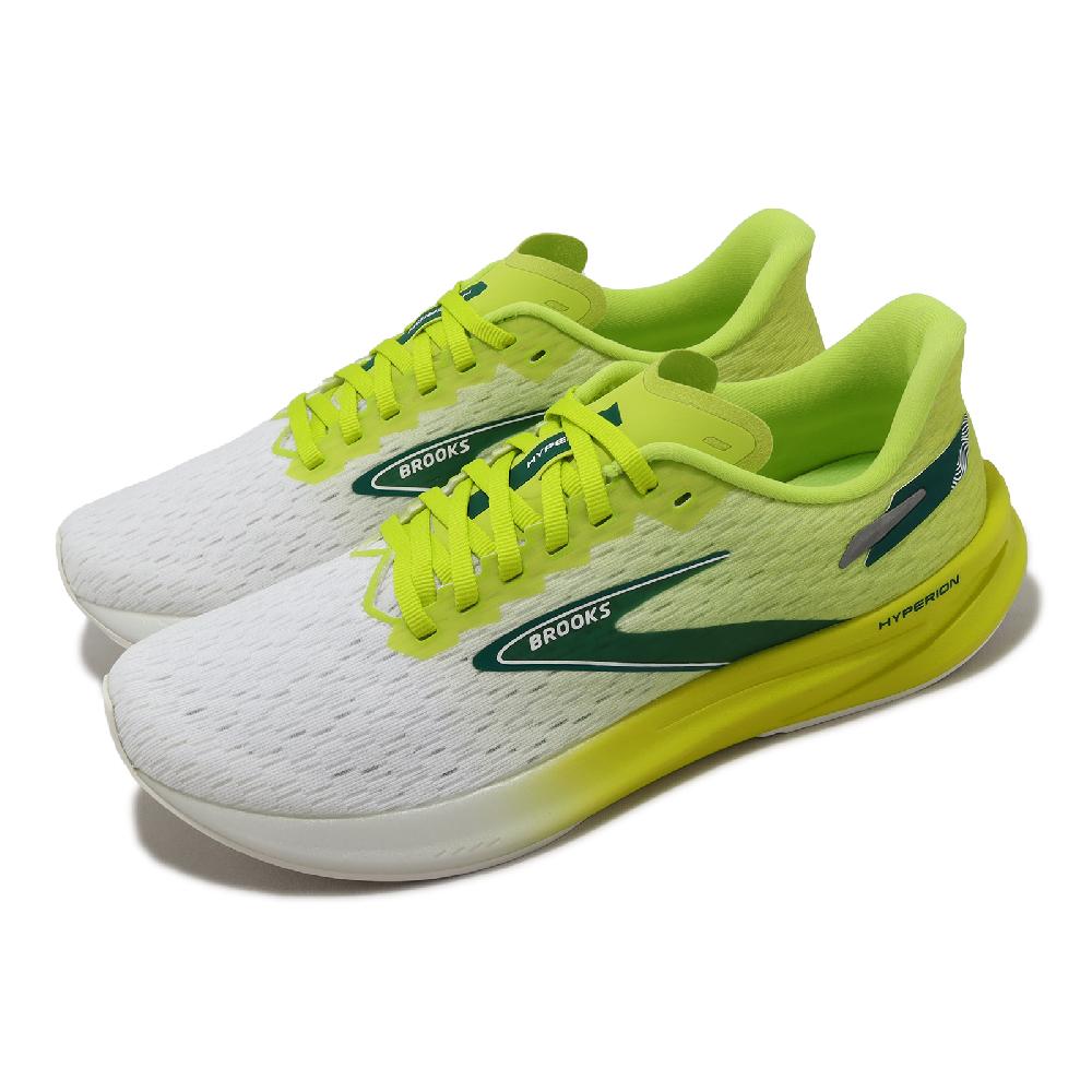 Brooks 布魯克斯 競速跑鞋 Hyperion 男鞋 白 黃 綠 氮氣中底 運動鞋 訓練 路跑 針織鞋面 1104071D343